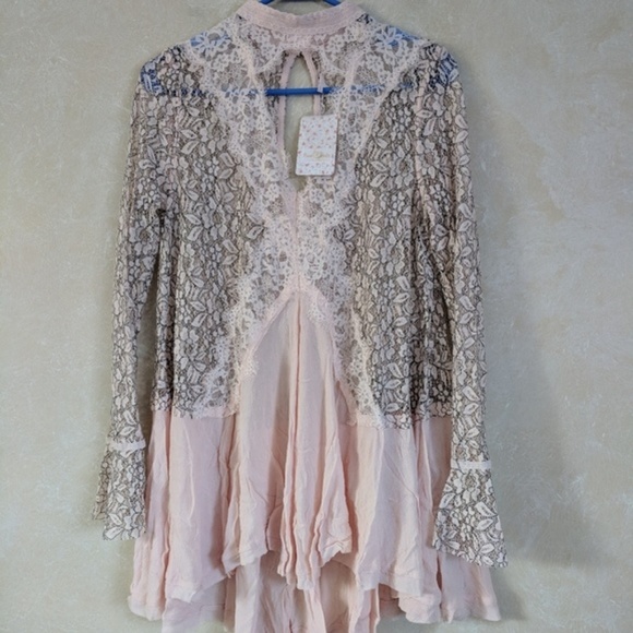Free People Tell Tale Lace Dress Pearl - Picture 2 of 7